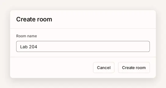 The Create room dialog