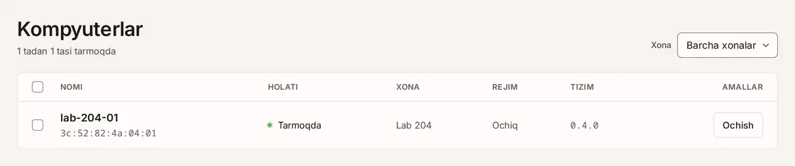 Kompyuterlar sahifasidagi yangi kompyuter